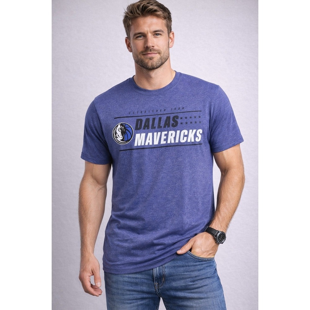 Dallas Mavericks NBA Graphic T-Shirt Men's Large Blue Heather Short Sleeve